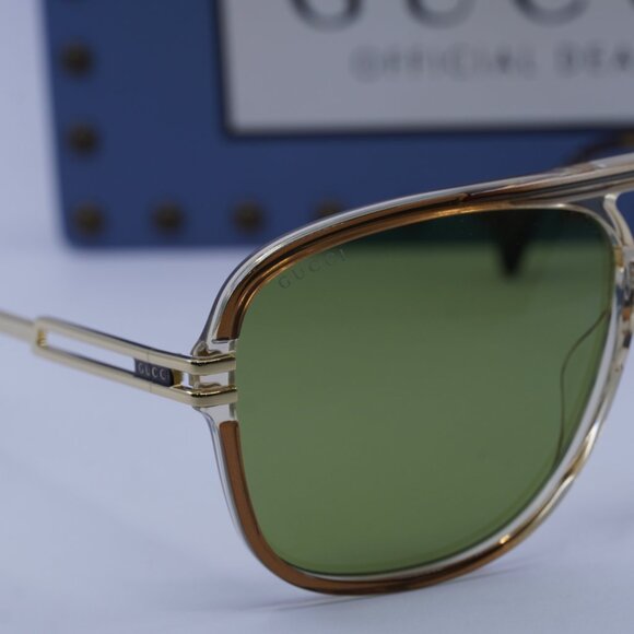 Gucci GG1105S 003 Aviator Sunglasses - Brown Gold /Green - Picture 9 of 11